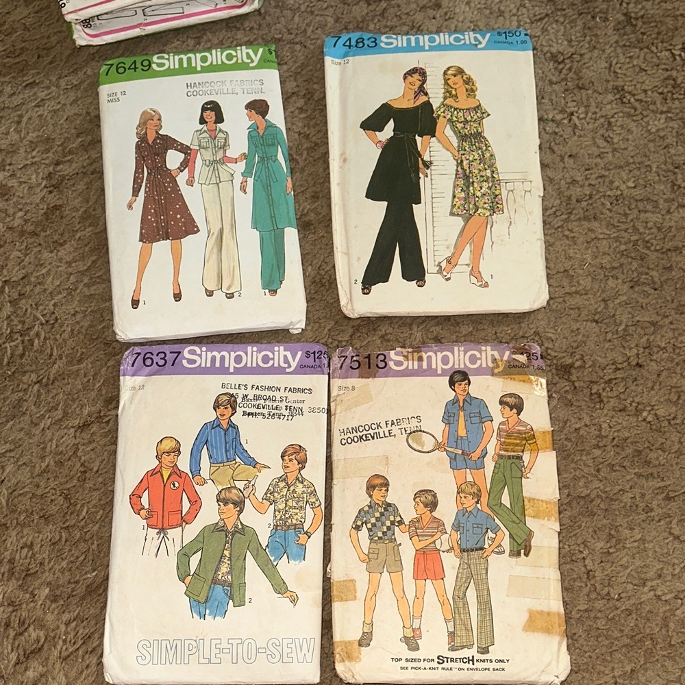 Vintage 1976 simplicity sewing patterns 4pc lot